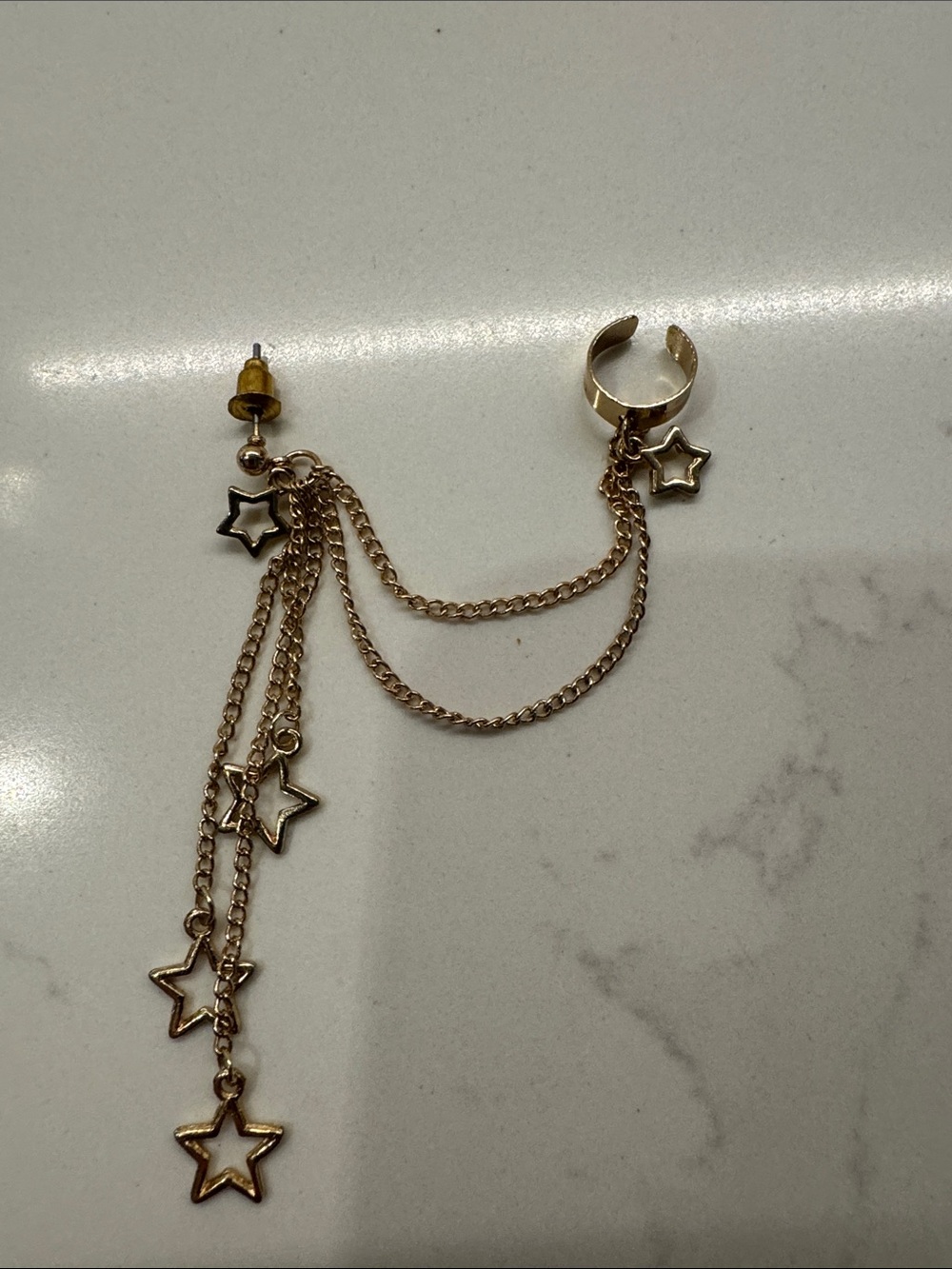Claire's Gold Star Chain Ear Cuff with Dangle Earrings